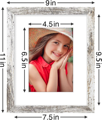 Vittanly 8x10 Picture Frames Set of 9, Shatter Resistant Plexiglass, Display 5x7 Pictures with Mat