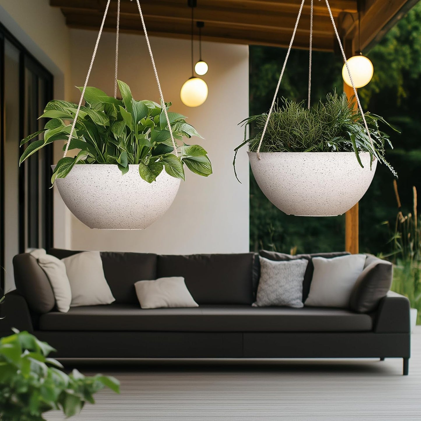 LA JOLIE MUSE Large Hanging Planters for Outdoor Plants - 13 Inch Hanging Flower Pots Set of 2
