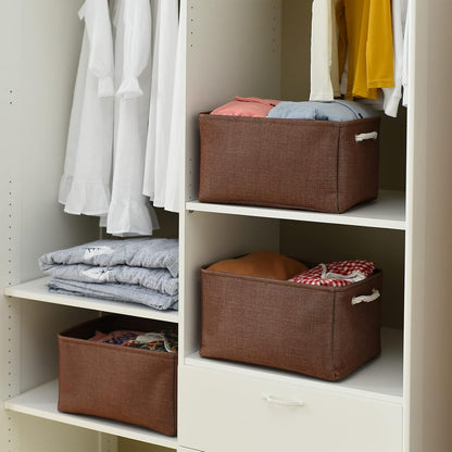 TheWarmHome Decorative Basket Rectangular Fabric Storage Bin Organizer Basket with Handles for