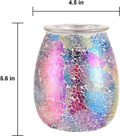 Dicimi Seven Color Mosaic Candle Heater, Glass Wax Melt Heater, Electric Fuel Burner - Incense Wax