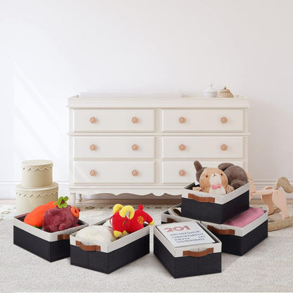 GhvyenntteS Storage Baskets for Organizing, Fabric Storage Bins with Leather H&les, Foldable