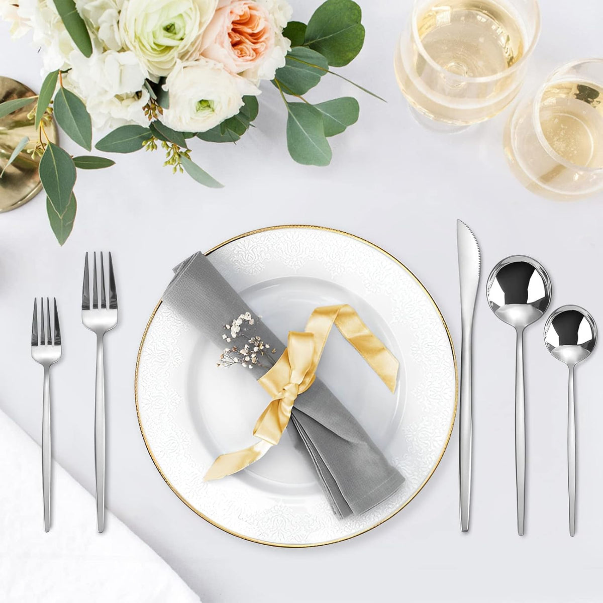 Silverware Set, KassKa 40 Pieces Flatware Cutlery Set, Stainless Steel Utensils Set Spoon Fork