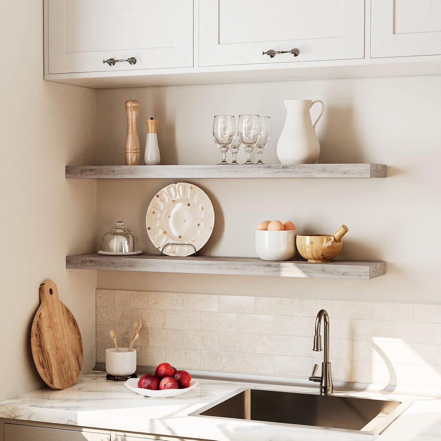 HOOBRO Floating Shelves for Wall, Wall Mounted Shelf Set of 2, 39.4" Hanging Shelf with Invisible