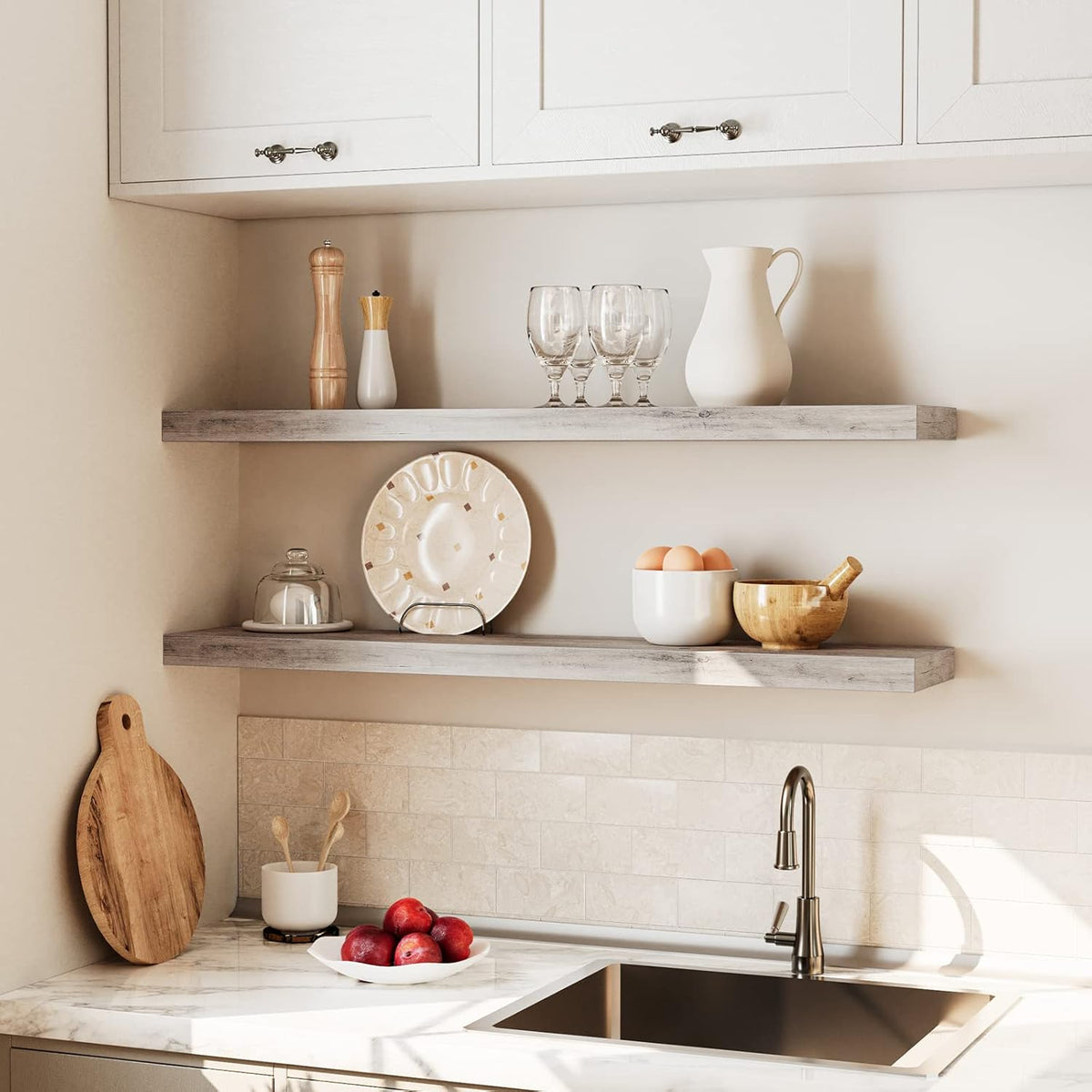HOOBRO Floating Shelves for Wall, Wall Mounted Shelf Set of 2, 39.4" Hanging Shelf with Invisible