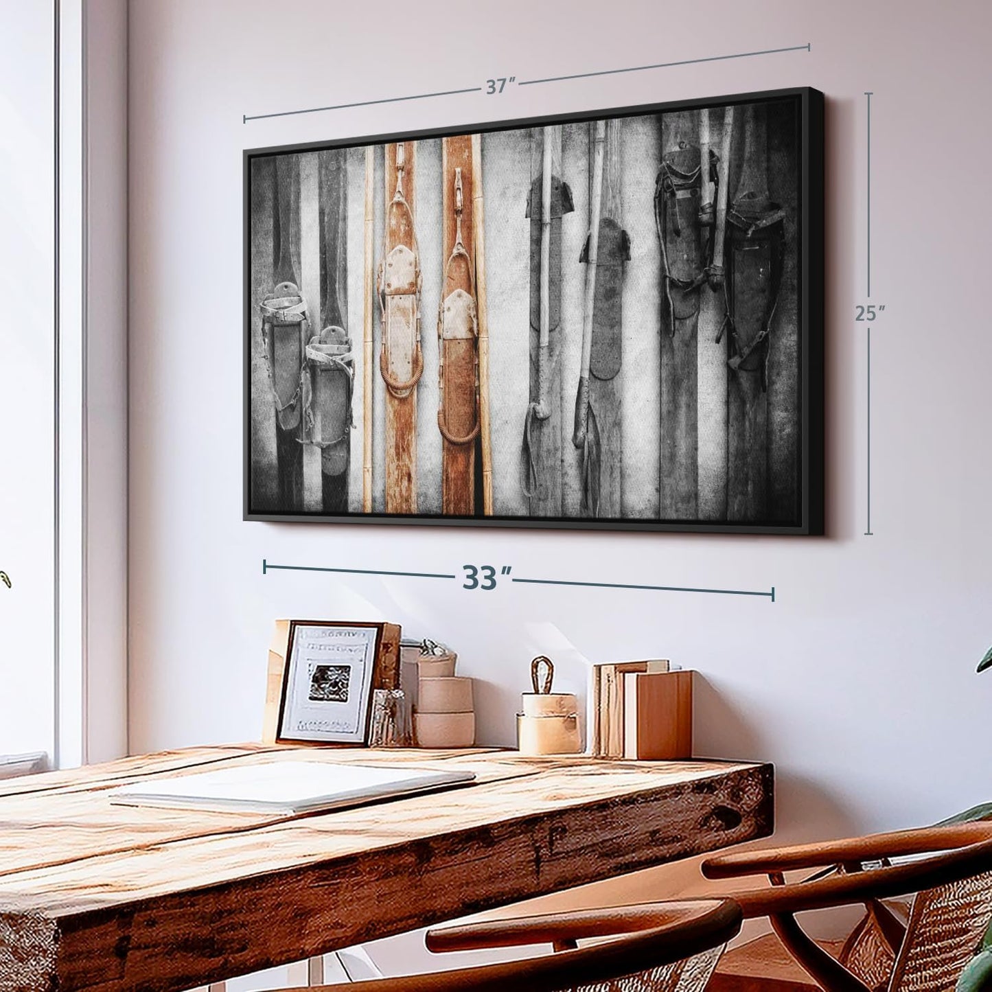 ElephantStock Ski Collection Wall Art - Horizontal Framed Canvas - 1-Piece Bathroom Wall Decor
