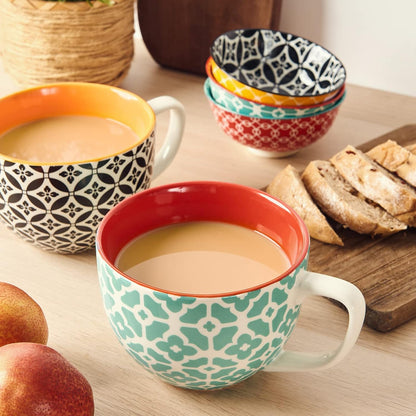 DOWAN Coffee Mugs Set of 4, 24 oz Large Coffee Mugs, Jumbo Soup Mugs With Handles, Ceramic Coffee