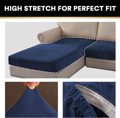 PrinceDeco Sectional Couch Covers 3 Pieces Velvet Sofa Covers L Shape Soft Couch Covers for