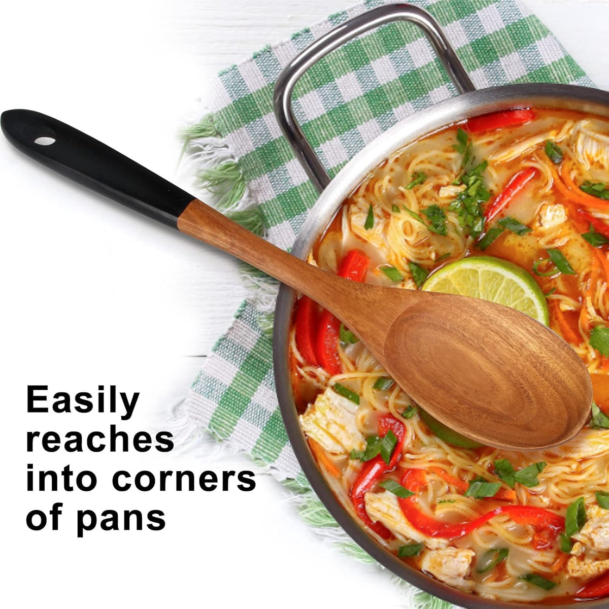 14 Inch Large Wooden Spoons for Cooking Utensils Set Acacia Wood Spatula Slotted Spoon Best Non