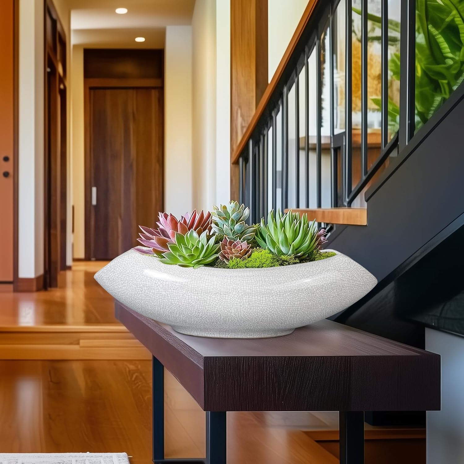 Ceramic Bonsai Tree Pot - 18 Inch Ceramic Pots for Plants, Large Succulent Planter with Drainage