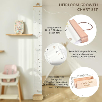Growth Chart for Wall 7 Ft Height Chart with Keepsake Box & Hook Waterproof Canvas Measure Wall