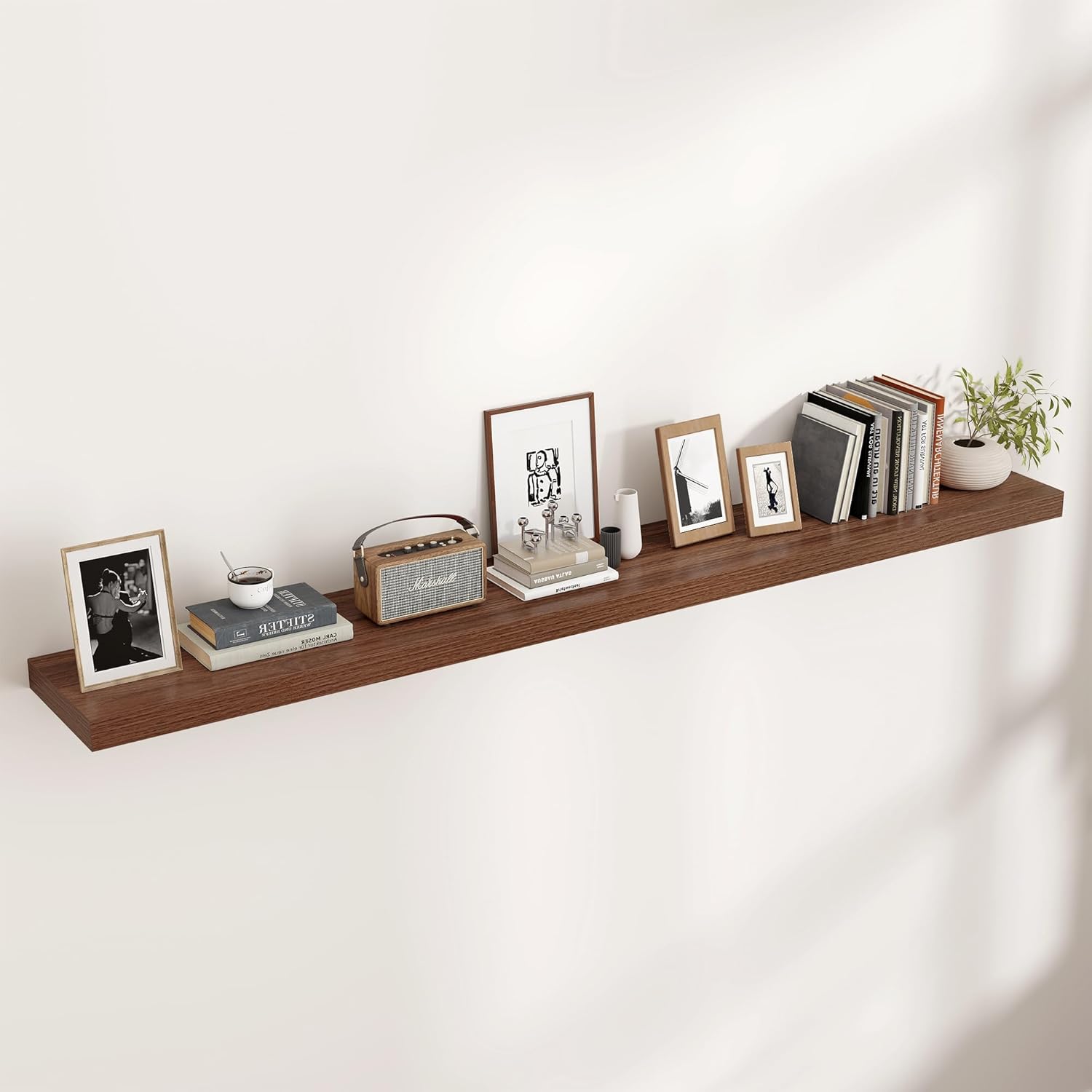 Floating Shelves for Wall, Large Wall Mounted Shelves with Invisible Brackets, Long Wood Floating
