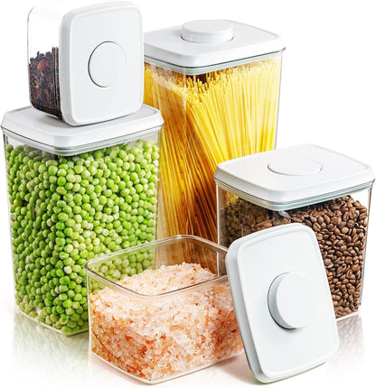 Pop Up Lid Food Storage Containers, Clear Storage Containers for Pantry Airtight Kitchen Containers