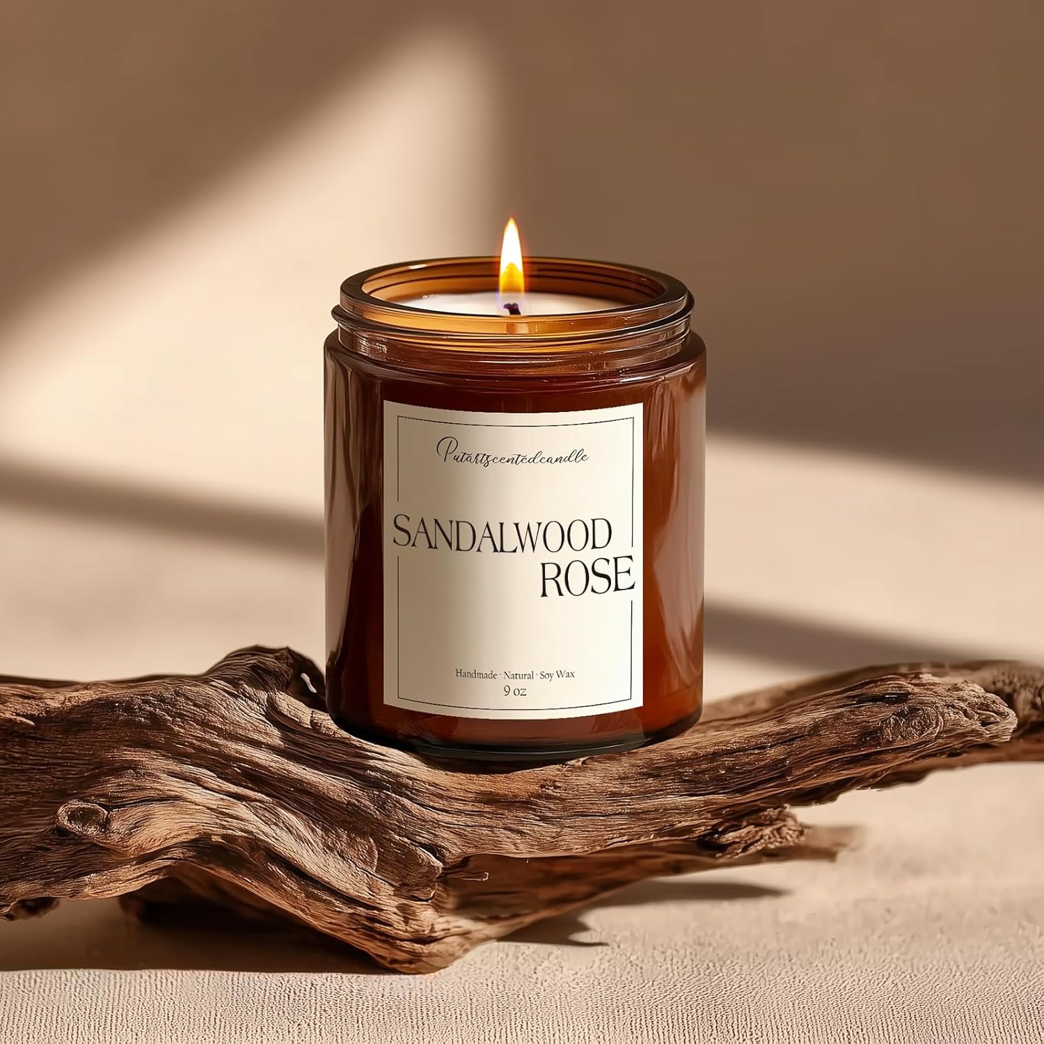Sandalwood & Rose Scented Candles for Home, Natural Soy Wax Aromatherapy Santal Rose Candle Gifts