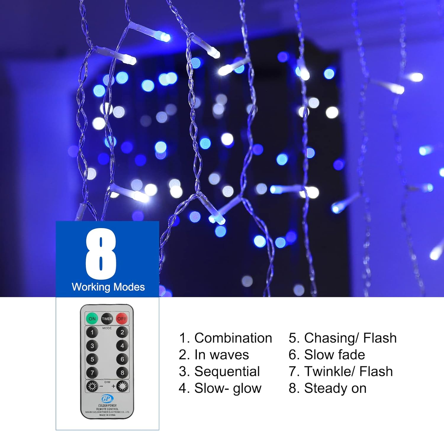 Brightown Icicle Lights Outdoor, 20Ft Christmas Lights with 30 Drops, 1125 LED Firecracker Icicle