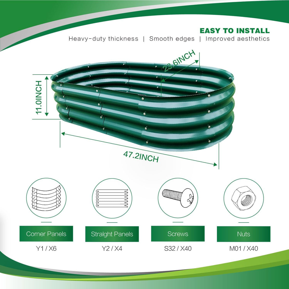 Gardmax Galvanized Raised Garden Bed, Lightweight Planter Boxes Outdoor with Easy Assembly, Large