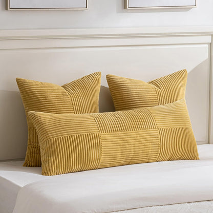 Fancy Homi 2 Packs Mustard Yellow Euro Decorative Throw Pillow Covers 28x28 Inch for Couch Bed