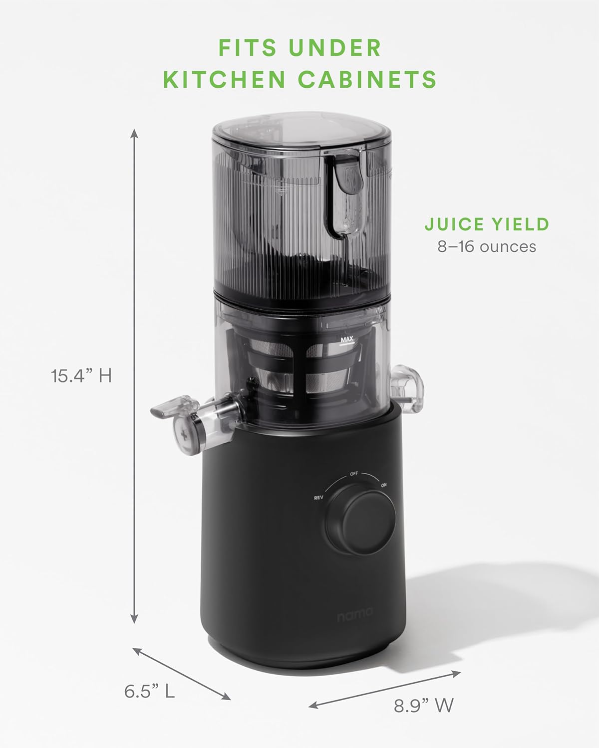 Nama J3 Compact Cold Press Juicer – Space Saving & Self Feeding for Hands-Free Operation