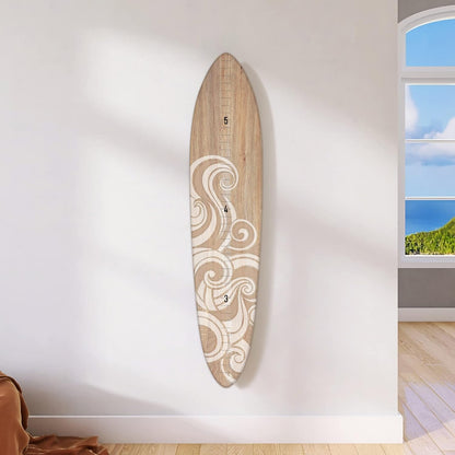 Wooden Surfboard Wall Decor Growth Chart - Surf Board Decor for Kids Room, Wooden Growth Chart for