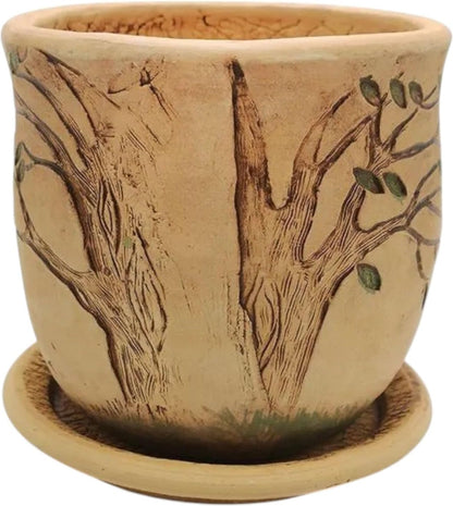 Ceramic Pot with Drainage Hole and Saucer, Plant Pots, Modern Decorative Planters for House Plants