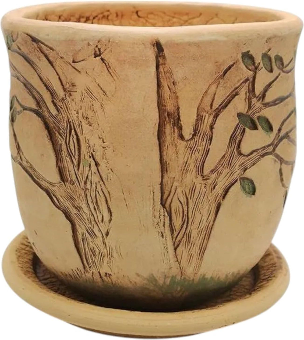 Ceramic Pot with Drainage Hole and Saucer, Plant Pots, Modern Decorative Planters for House Plants
