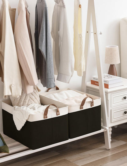StorageWorks Storage Bins, Fabric Storage Bins for Shelves, Extra Large Storage Baskets with Metal