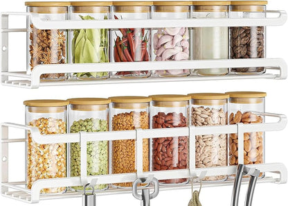 Spice Rack wall mounted 2 Pack, Space-Saving Spice Organizer for Spice Jars and Seasonings,Screw or