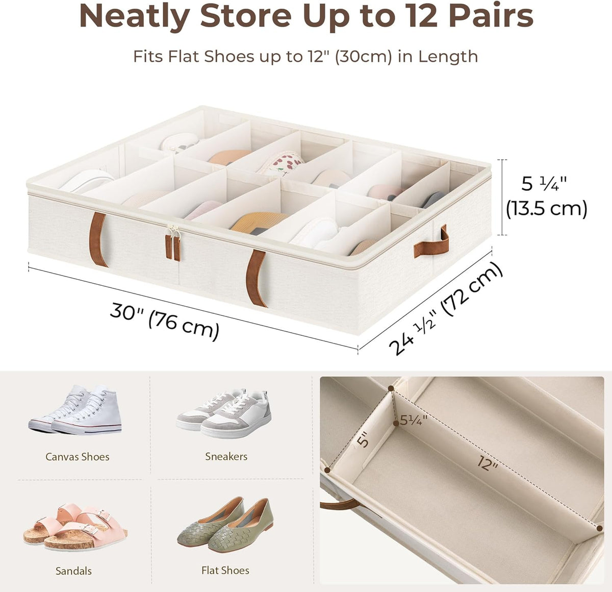 StorageWorks Shoe Organizer Under Bed for Closet, 2-Pack Ultra-thick Fabric Shoe Storage Containers