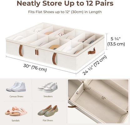 StorageWorks Shoe Organizer Under Bed for Closet, 2-Pack Ultra-thick Fabric Shoe Storage Containers