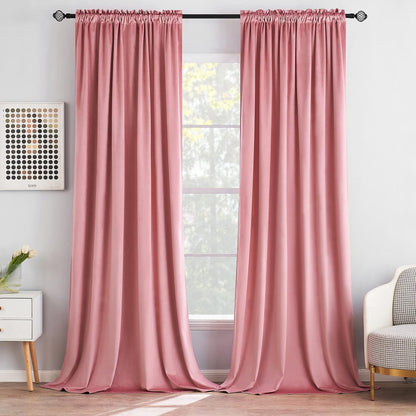 MIULEE Blush Pink Velvet Curtains Thermal Insulated Blackout Curtain Drapes for Bedroom Living Room