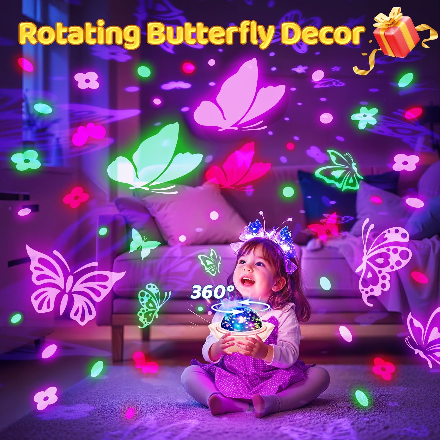 One Fire Unicorns Gifts for Girls Toys, 6 Films Unicorn Night Light Projector for