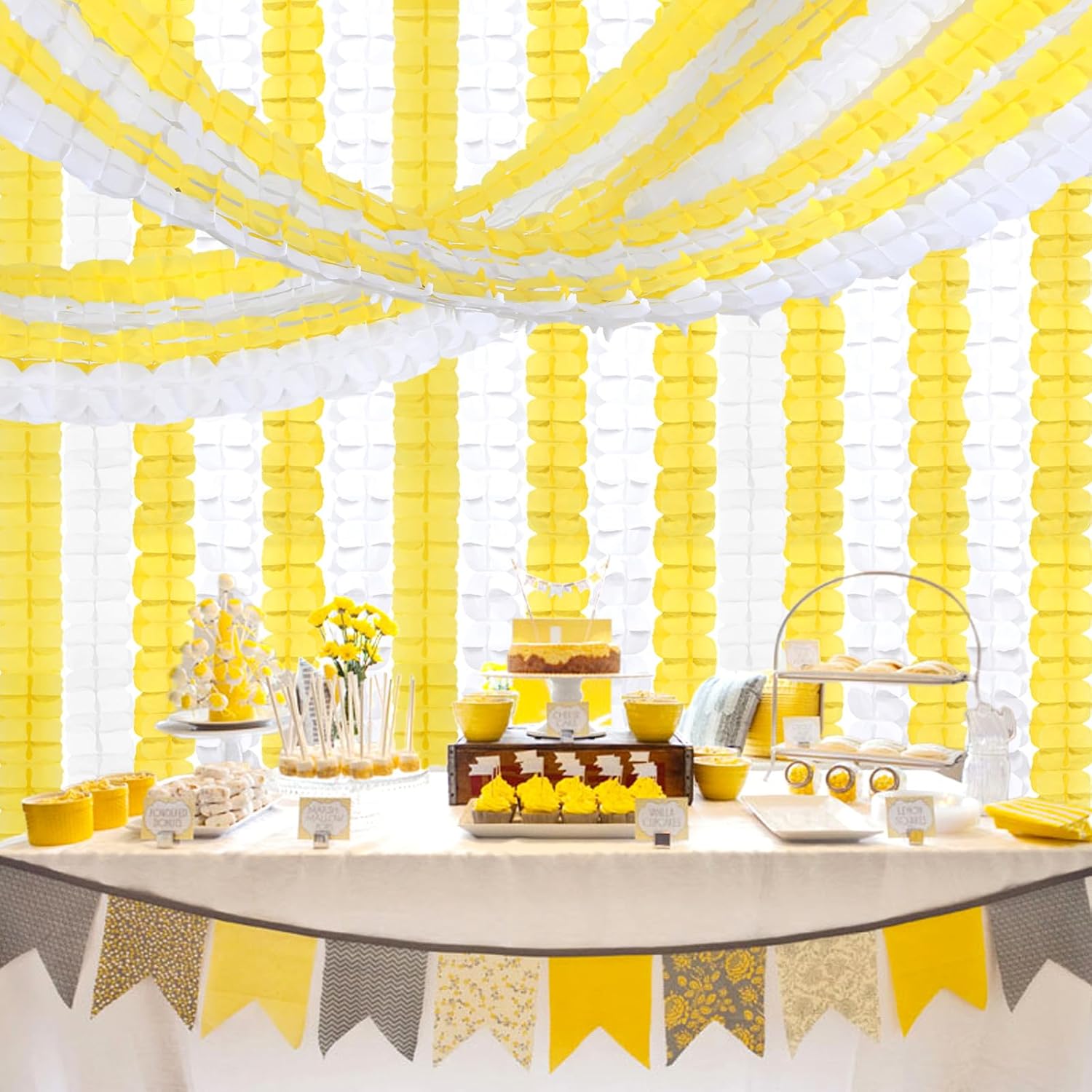 White-Yellow Party-Decorations Streamers Garland - 157Ft Four-Leaf Clover Hanging Banner,Wedding