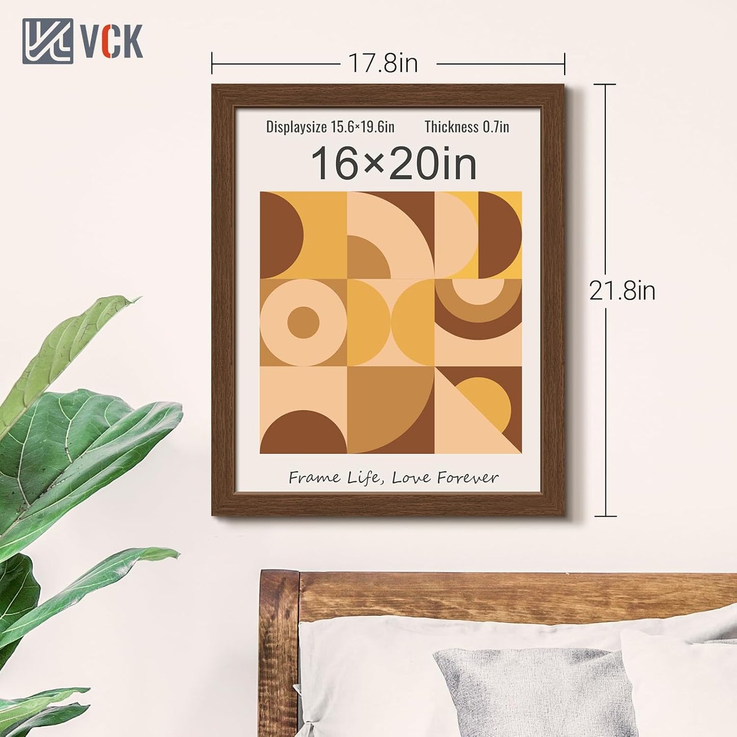 VCK 16x20 Picture Frames for Wall 3 Pack, Brown Wood Poster Frame with Exclusive Wood Grain, Wall