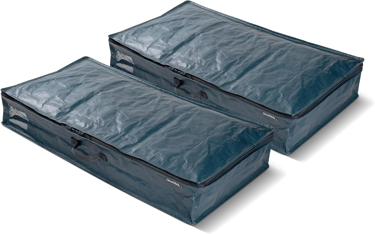 CleverMade Under Bed Storage Bag - Collapsible Storage for Shoes and Clothes Easy Use - Heavy Duty