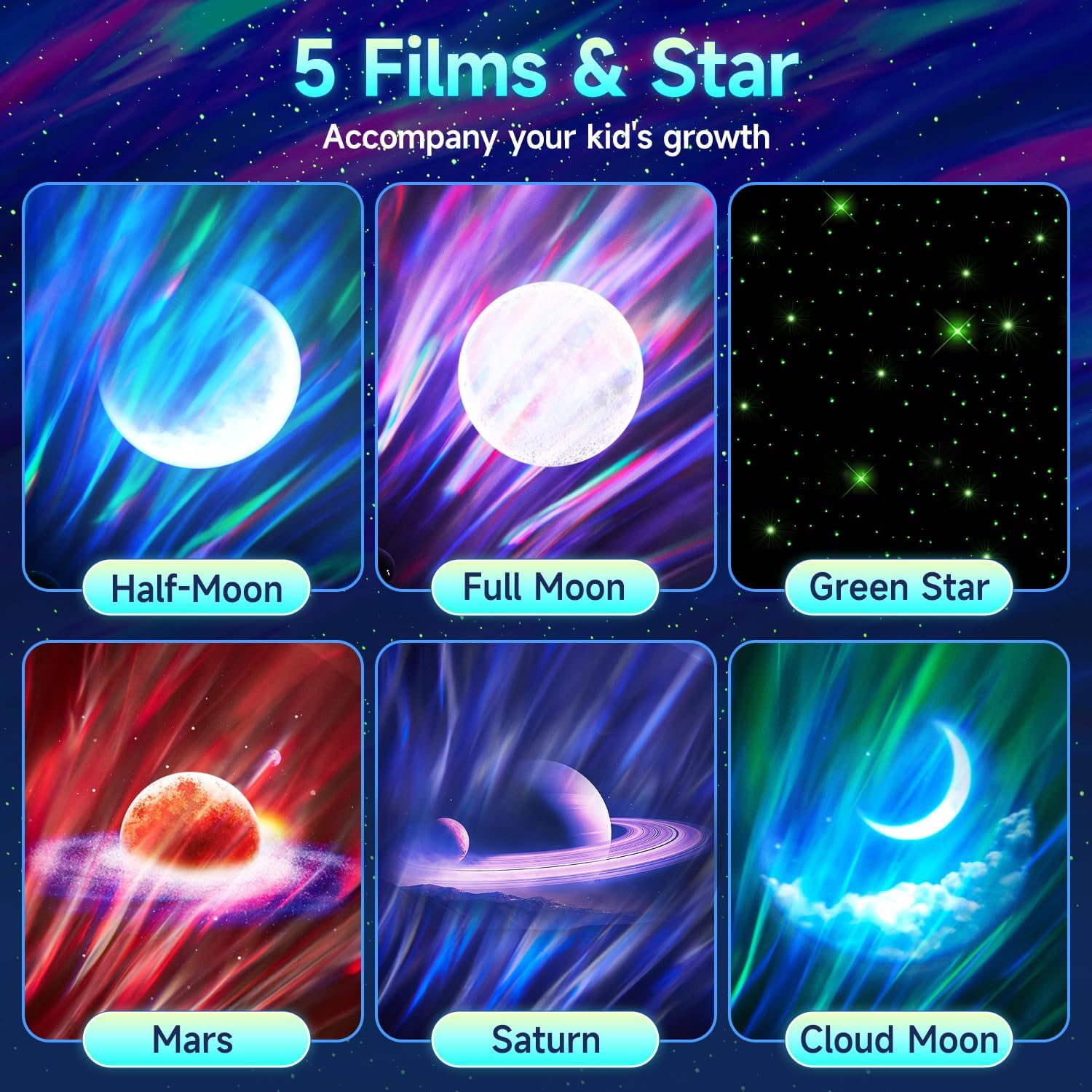 Northern Galaxy Light Projector, 300+Modes & 5 Films Star Projector, 15 White Noise & Bluetooth