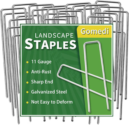 Landscape Staples Galvanized 8 Inch 120 Pcs, Metal Garden Stakes 1.6 Inch, Garden Staples for Lawn