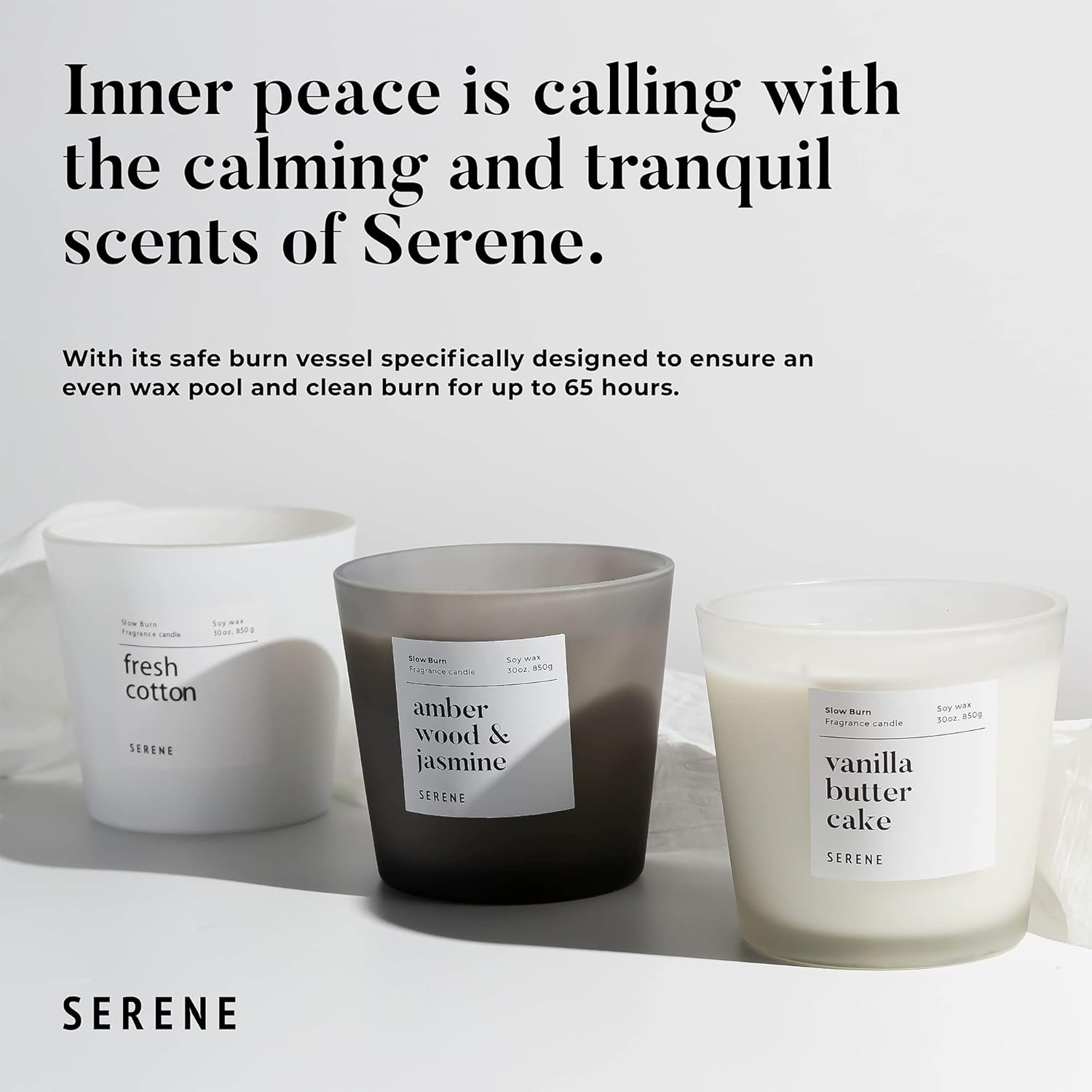 Hidden Label Large Scented Candle, Coconut Lime Verbena, 30oz 3 Wick Huge Candle, Serene Collection