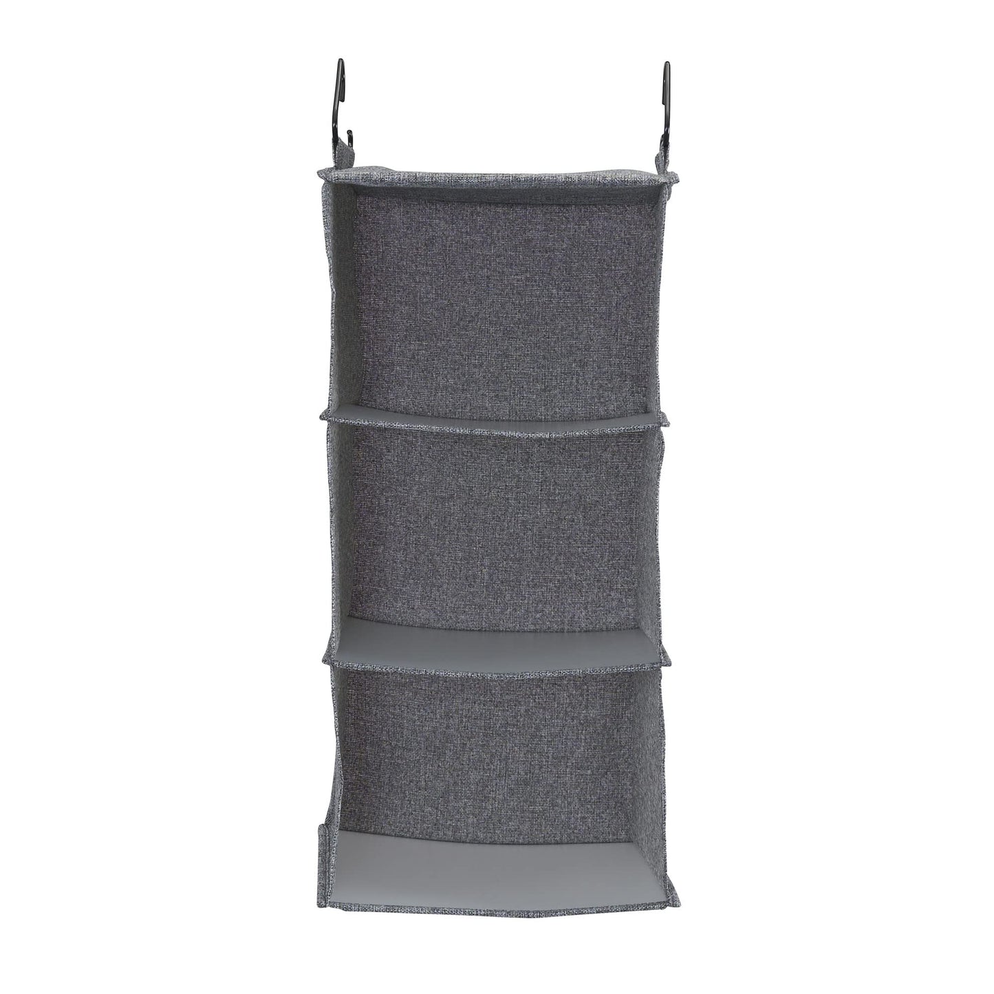 Household Essentials 3‑Shelf Hanging Closet Organizer with Hooks in Poly Linen and PEVA Shelving