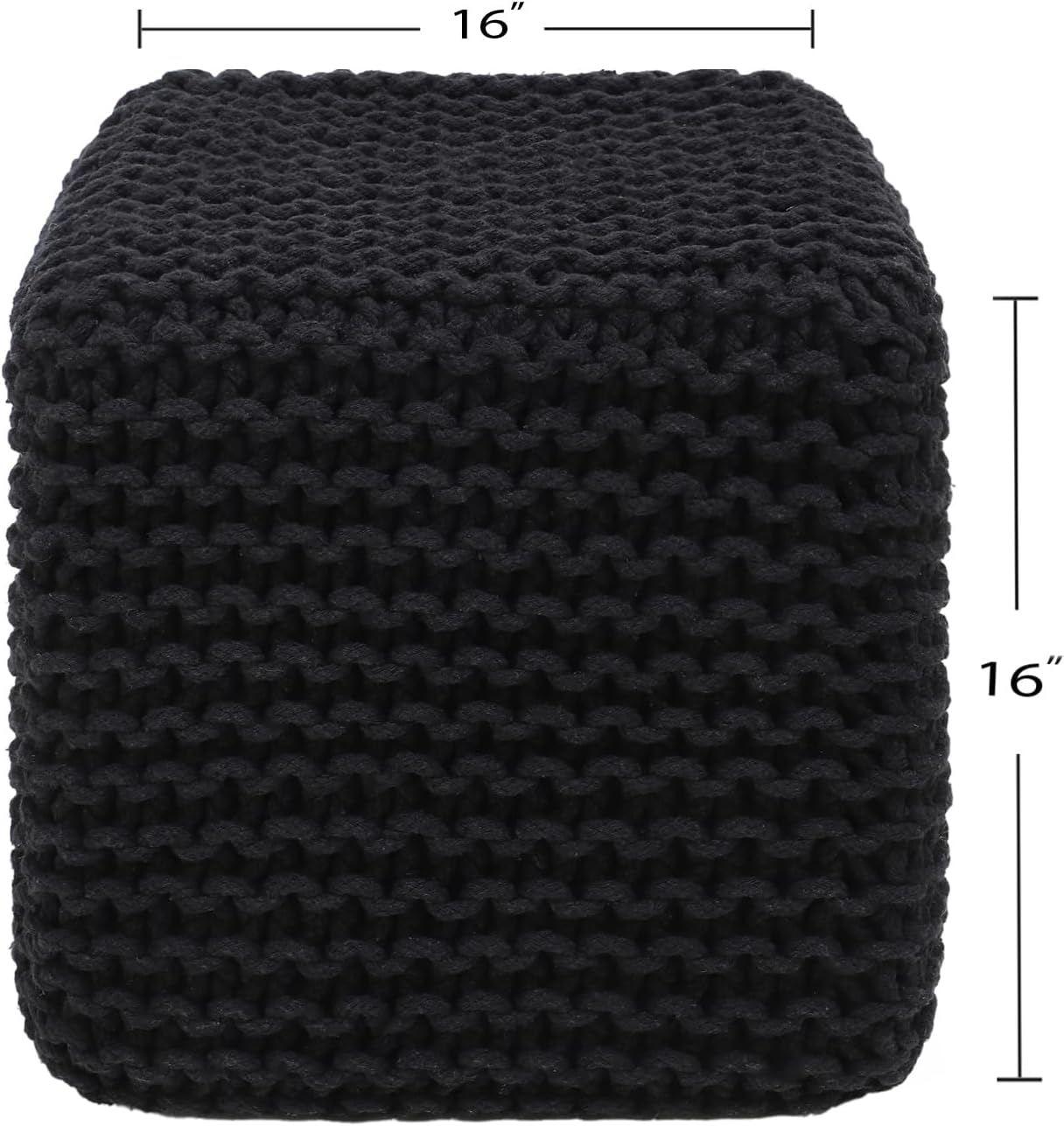 REDEARTH Cube Pouf Foot Stool Ottoman - Hand Knitted Poof - Cord Boho Pouffe - Home Décor - Stuffed