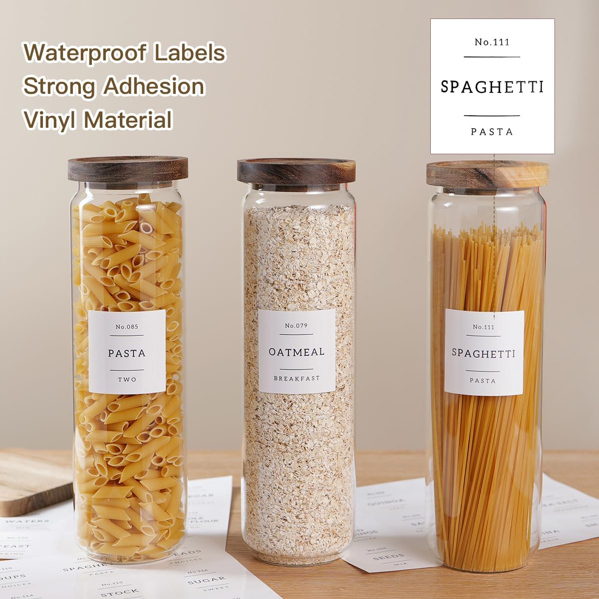 3 Set Glass Pantry Storage Jars with Acacia Airtight Lid - 50oz Thicken Glass Kitchen Canisters