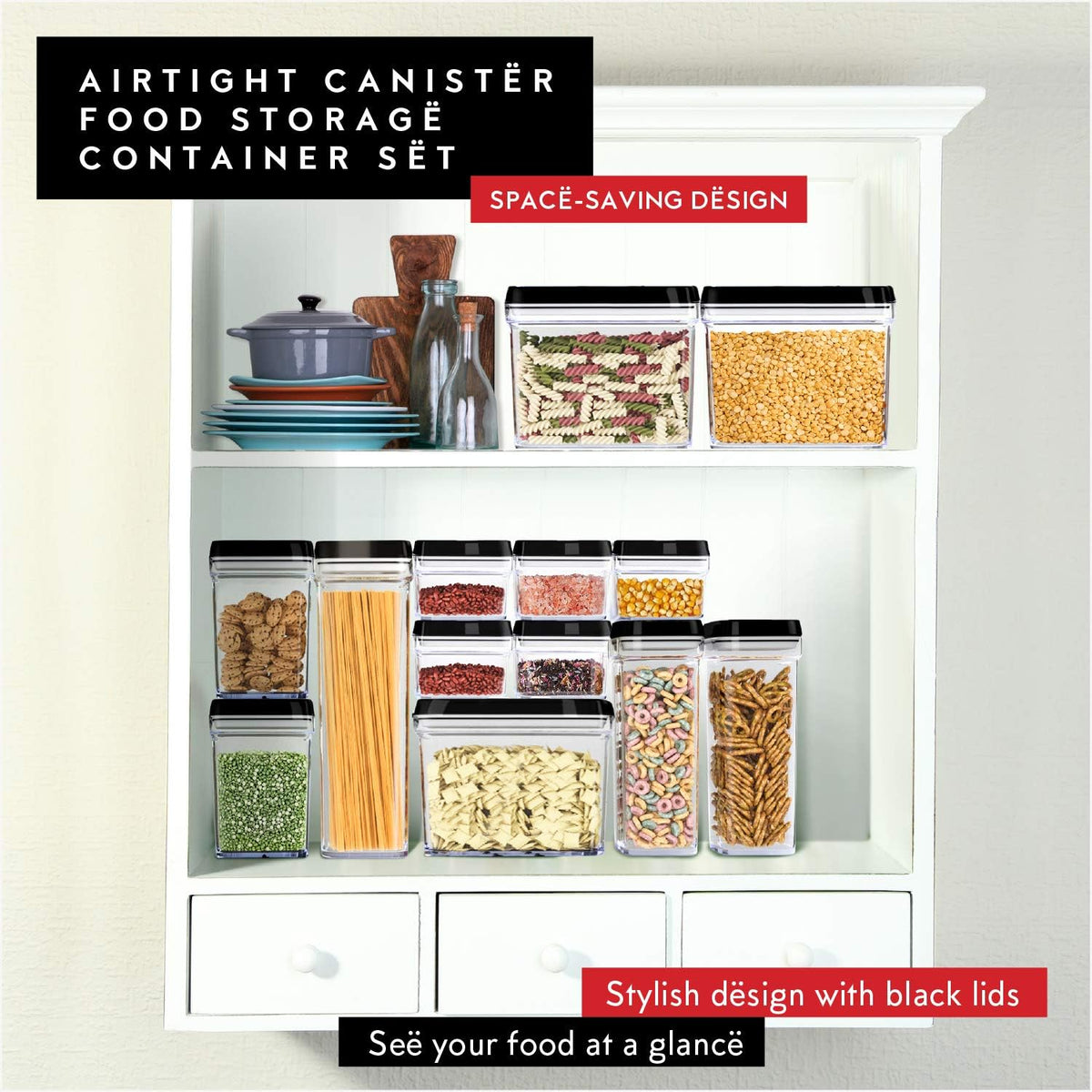 DWËLLZA KITCHEN Airtight Food Storage Containers - Pantry Snacks Kitchen Container, Baking