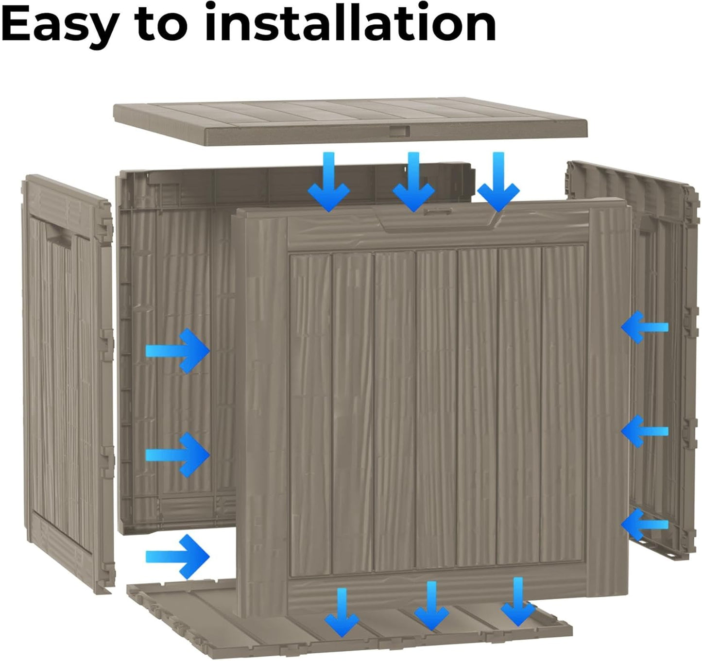 35 Gallon Outdoor Storage Box Waterproof Lockable Resin Deck Box Large, Patio Storage Bin for Pool