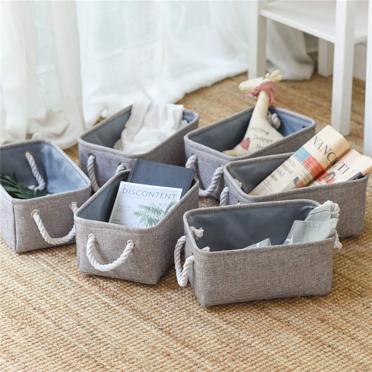 TcaFmac Basket for Organizing Cube Stgorage Bin - Small 6 Pack Fabric Storage Cubes Collapsible