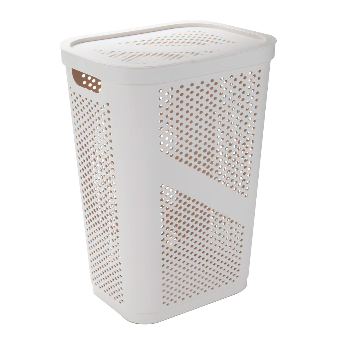 Mind Reader 60L Slim Laundry Hamper, Clothes Basket, Lid, Ventilated, Plastic, Set of 2, Ivory