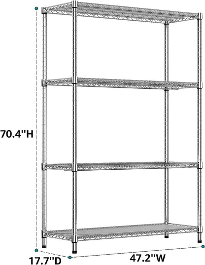 IZEUK 3400 LBS Garage Shelving Wide Storage Shelves 4 Tier Metal Shelves Heavy Duty Adjustable