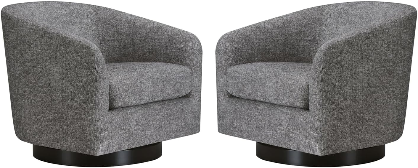 CHITA Swivel Accent Chair, FSC Certified Upholstered Fabric Barrel Chair for Living Room Set of 2