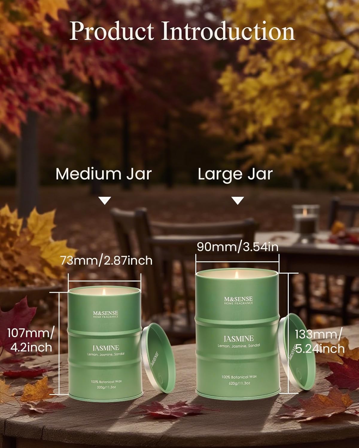 M&SENSE Jasmine Scented Candles Large, Natural Soy Candles 21.2oz 120 Hour Slow