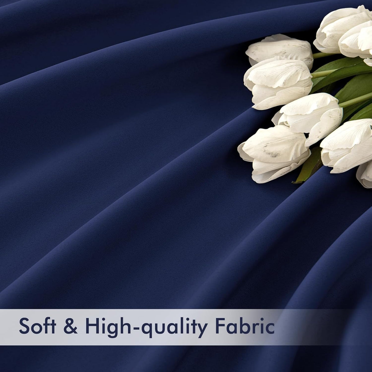 MIULEE Navy Blue Back Tab Blackout Curtains 90 Inches Long 2 Panels Set for Living Room Bedroom