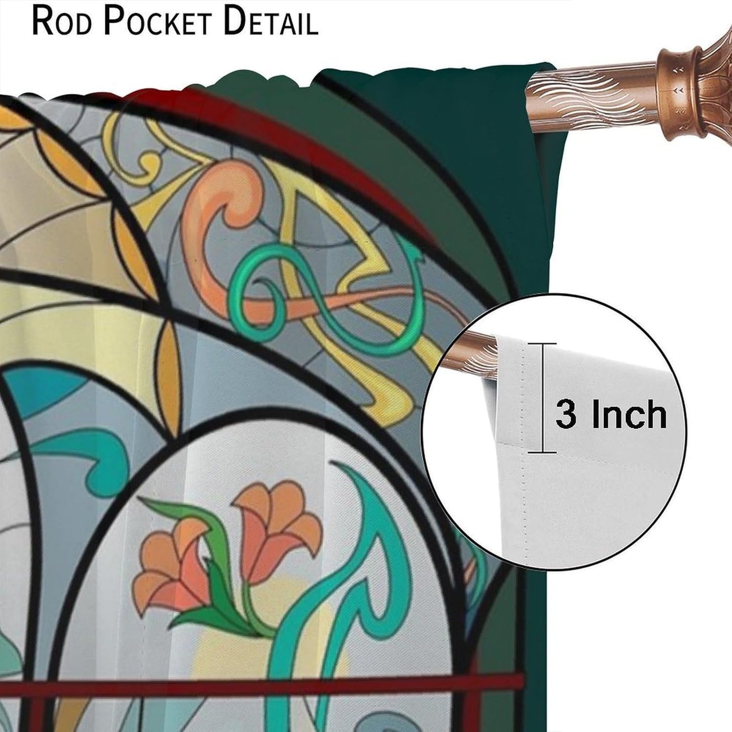Stained Glass Curtains, Retro Mid Century Boho Abstract Art Home Decor Drapes for Bedroom Living