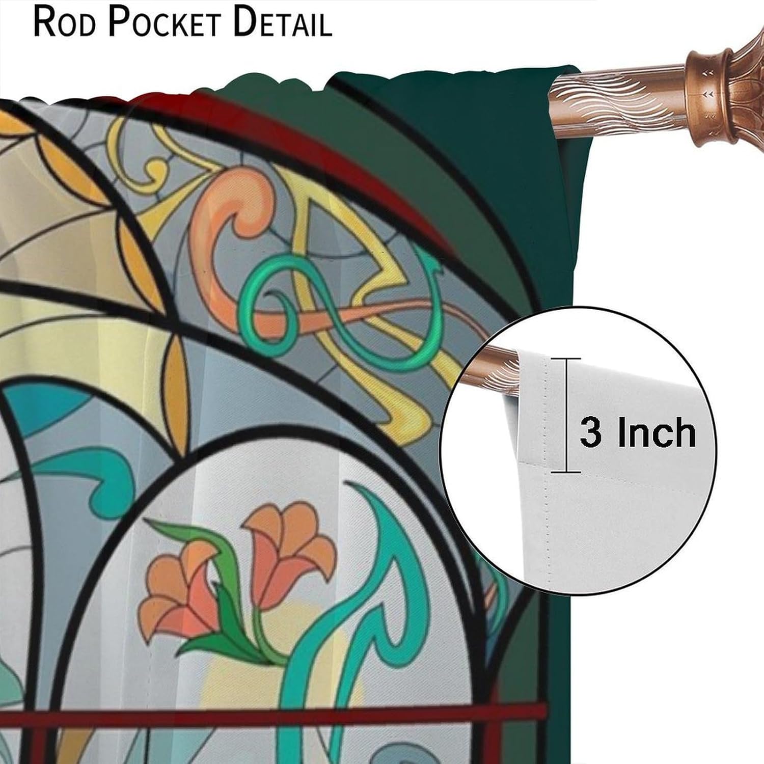 Stained Glass Curtains, Retro Mid Century Boho Abstract Art Home Decor Drapes for Bedroom Living