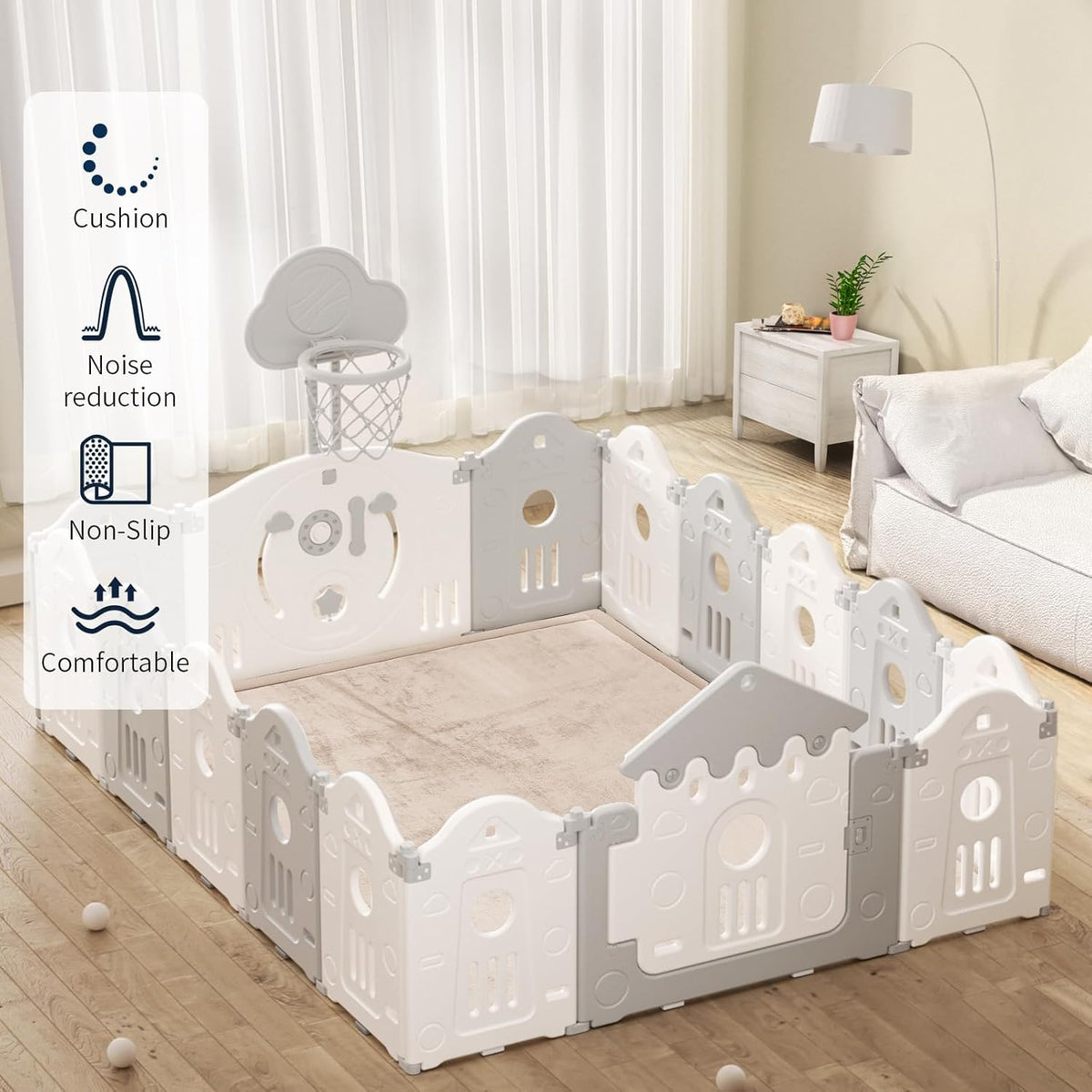 ACOMOPACK Baby Play Mat for Floor 1.3" Thick Memory Foam Play Mat 39"×59" Tummy Time Crawling with